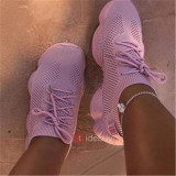 New style large size flying woven single shoes thick-soled breathable running shoes sports shoes  Six colors