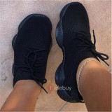 New style large size flying woven single shoes thick-soled breathable running shoes sports shoes  Six colors