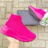 Spring and autumn new large size women's shoes high-top flying woven socks shoes casual thick-soled breathable flat shoes
