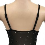 Sexy V-neck mesh see-through nightclub hot diamond sling irregular dress