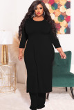 Plus size women's clothing open fork can be strapped straight casual two-piece suit