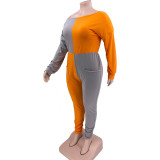 2021 autumn winter women's large new diagonal shoulder hem pleated splicing Jumpsuit
