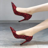 Professional women's shoes single shoes snake pattern high-heeled pointed pump stilettosHigh heel