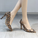 Professional women's shoes single shoes snake pattern high-heeled pointed pump stilettosHigh heel