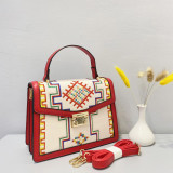 Crossbody bag ethnic embroidery chain small square bag