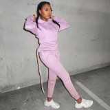 2021 autumn winter nightclub bandage hollowed out Hoodie sexy long sleeve two-piece set