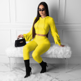 2022 spring and autumn women's hooded sports suit two-piece nightclub suit