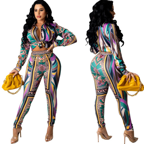 Casual fashion digital printing suit two-piece suit