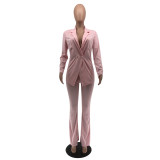 Autumn and winter casual solid color suit two-piece suit