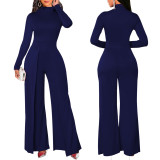 Sexy fashion solid color white-collar women's jumpsuit