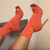 Fish Mouth Boots Stretch Cloth Open Toe Stilettos