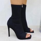 Fish Mouth Boots Stretch Cloth Open Toe Stilettos