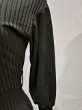 Pure color pit strip stitching German velvet double-layer thread dress (including belt)