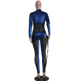 2022 spring fashion sexy velvet mesh irregular Jumpsuit