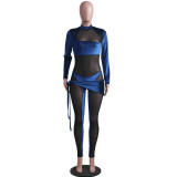 2022 spring fashion sexy velvet mesh irregular Jumpsuit