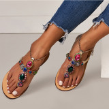 Sandals and slippers with rhinestone flat shoes 35-47