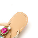 Sandals and slippers with rhinestone flat shoes 35-47