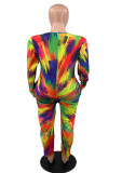 Spring / summer 2022 new large women's Rainbow blooming Print Long Jumpsuit