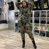 Large size  Camouflage print sexy jumpsuit
