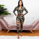 Large size  Camouflage print sexy jumpsuit