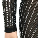 2022 spring fashion new hot drill mesh perspective long sleeve split skirt two-piece set