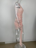 Sleeveless tight-fitting lace high stretch nightclub sexy net yarn dress  Twenty-one colors