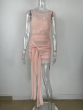 Sleeveless tight-fitting lace high stretch nightclub sexy net yarn dress  Twenty-one colors