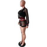 2022 spring set sexy perspective mesh three piece set (including vest)