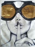 2022 spring and summer new glasses Sequin printed sticker cloth nail bead short sleeve T-shirt
