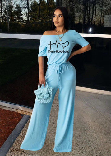 2022 spring and summer fashion European and American women's casual printed Jumpsuit