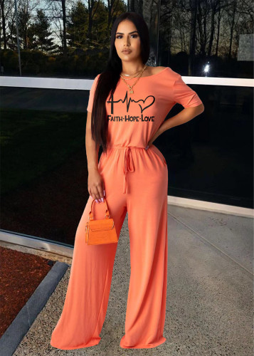 2022 spring and summer fashion European and American women's casual printed Jumpsuit