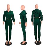 Women's autumn and winter fashion pleated long-sleeved suit casual split trouser leg two-piece suit