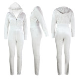 2021 autumn and winter fashion women's autumn two-piece temperament hooded casual cotton blended suit