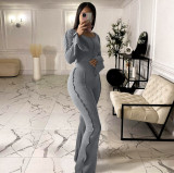 Anti-car line flared pants casual sports two-piece suit
