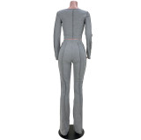 Anti-car line flared pants casual sports two-piece suit