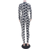 Ink Print Sexy Cutout Casual Jumpsuit