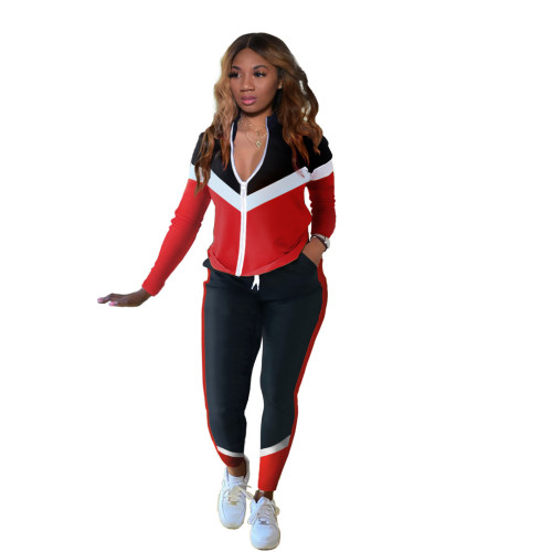 Zip Twill Pocket Tricolor Panel Tracksuit