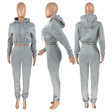 2021 spring / winter Plush sports leisure suit Hoodie + jogging pants two-piece set