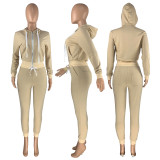 2021 aww women's cotton sweater tight two piece hooded suit