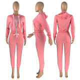 2021 aww women's cotton sweater tight two piece hooded suit