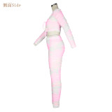 2021 new autumn fashion suit personality tie-dye folds hollow street two-piece suit