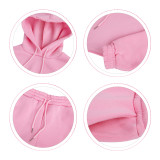 Three-piece drawstring hoodie with cotton vest and jogging pants