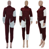 2021 autumn winter women's casual contrast sweater set