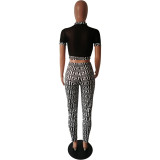 Sexy Net yarn trousers nightclub suit two piece set