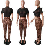 Sexy Net yarn trousers nightclub suit two piece set