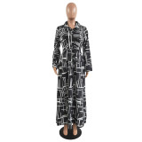 Autumn and winter plus size printed casual dress