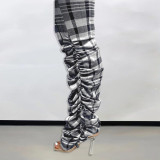Check Printed Slim Fit Stacked Zipper Jumpsuit
