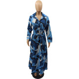 Autumn and winter plus size printed casual dress
