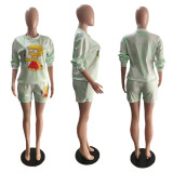 Two-piece cartoon digital printing fashion casual suit