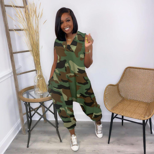 camouflage Casual Loose Jumpsuit